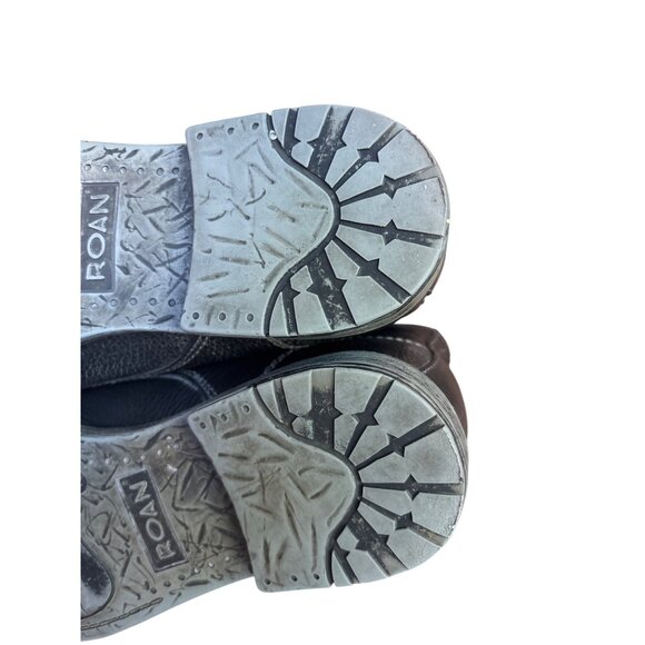 Roan Cass BLACK BARCELONA Handmade Ankle Lace Up Boots Size 10 Bed Stu - Picture 12 of 14